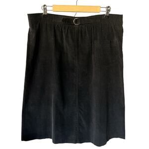 Vintage Jeana Black A Line Cordoury Midi Skirt Size 10